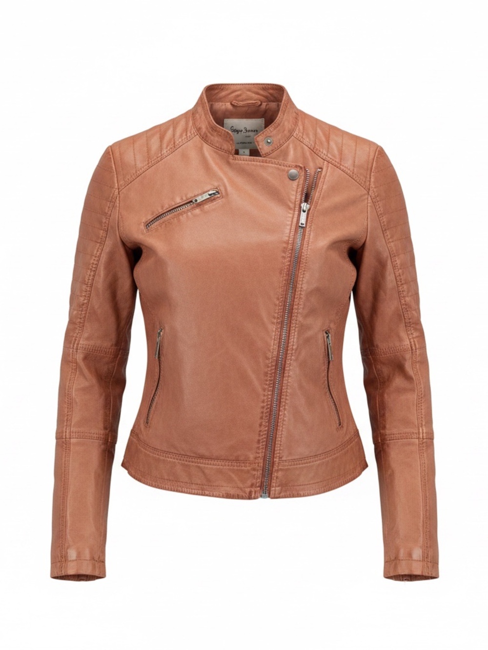 Pepe Jeans Tan Leather moto Jacket